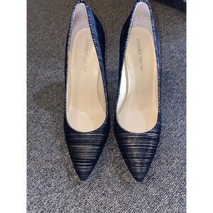 Ivanka Trump Kayden Leather Pump Heels Size 10 M Black & Gold Striped Shoes